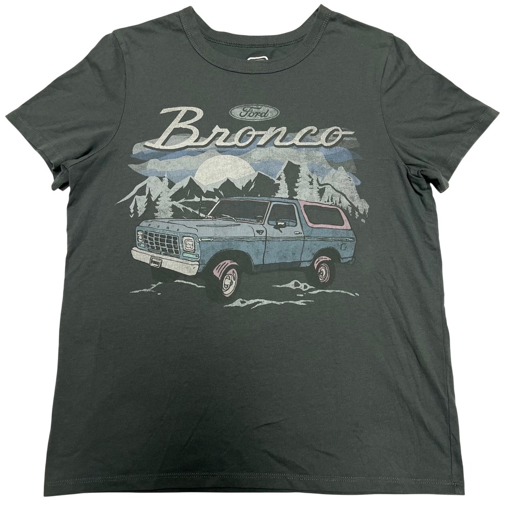 Ford Bronco Graphic Tee Charcoal Grey Short Sleeve Retro Truck Shirt Small